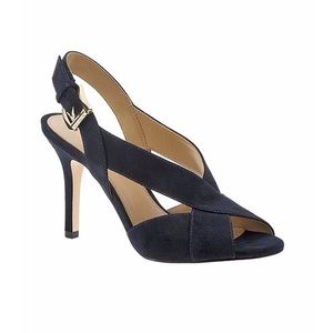 Michael Kors Women's Becky Suede Peep Toe Slingback Heels